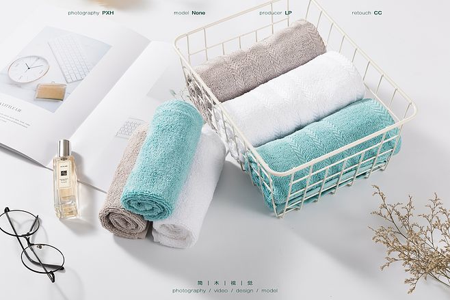 家居洗护用品毛巾浴巾女士成人毛巾静物产品拍摄案例